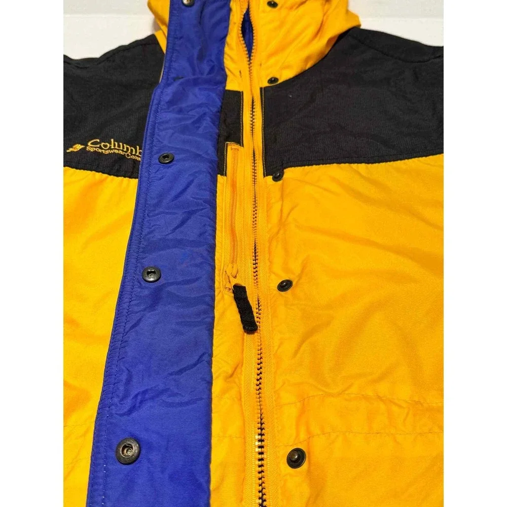 Columbia Sportswear Company Jacket‎ Black Yellow Hooded Fleece Lined Size M